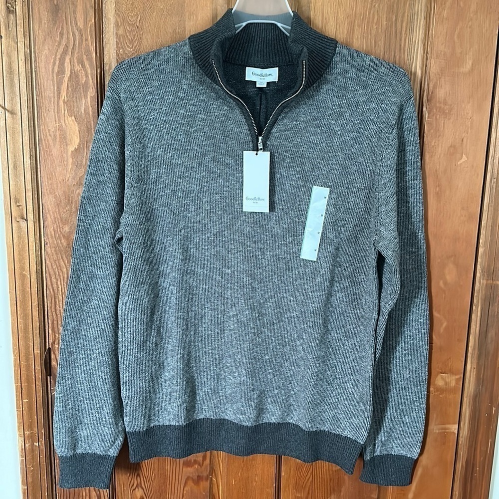 Goodfellow & Co Men’s Zip Sweater Gravel Gray 100% Cotton Size Medium